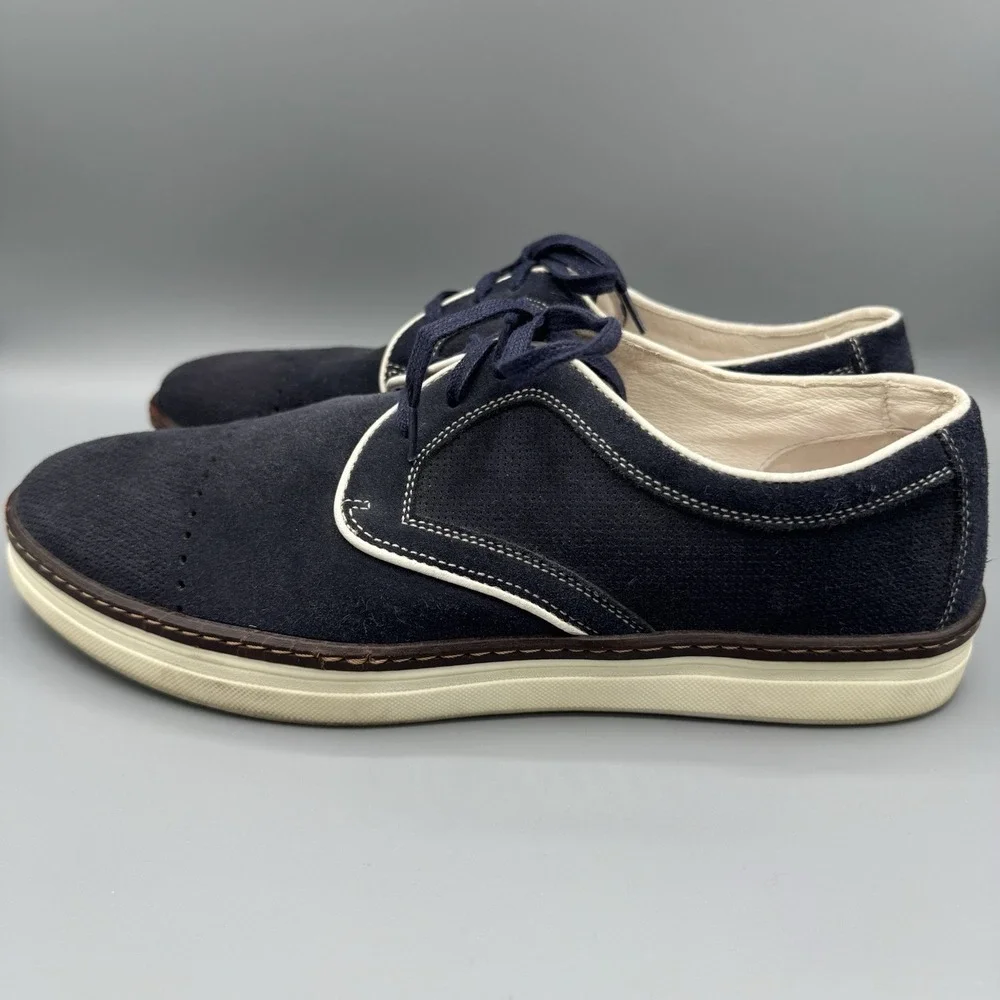 Johnston & Murphy Mens 9.5 Denby Cap Toe Shoes Navy  Suede Preppy